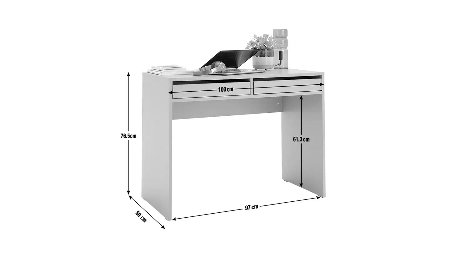 Assembled Pepper 2 Drawer Desk - White