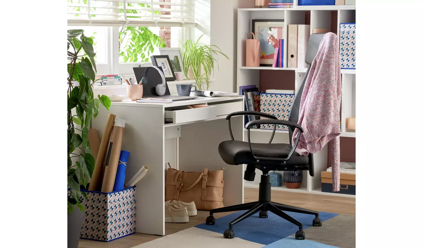 Assembled Pepper 2 Drawer Desk - White