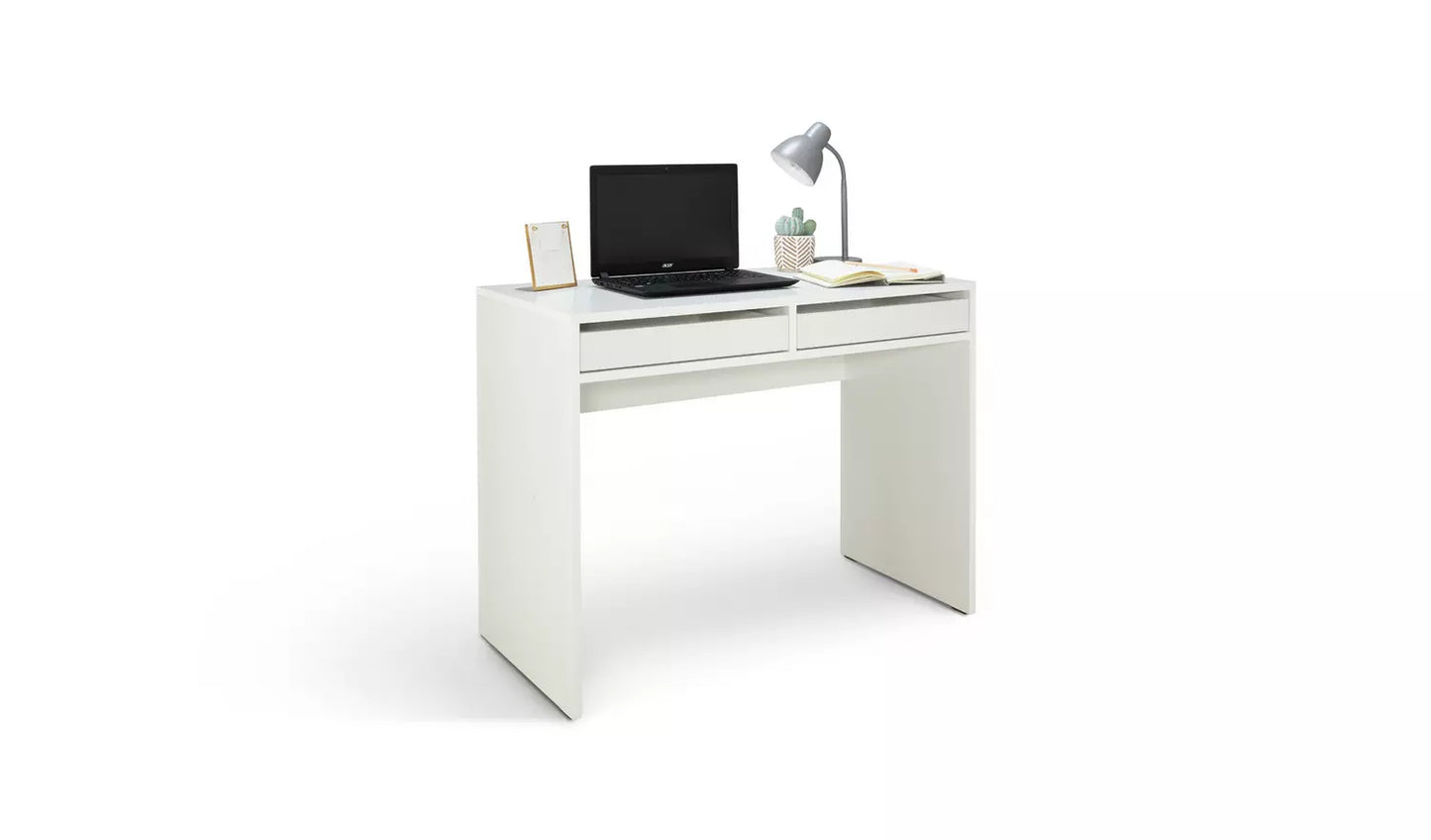 Assembled Pepper 2 Drawer Desk - White