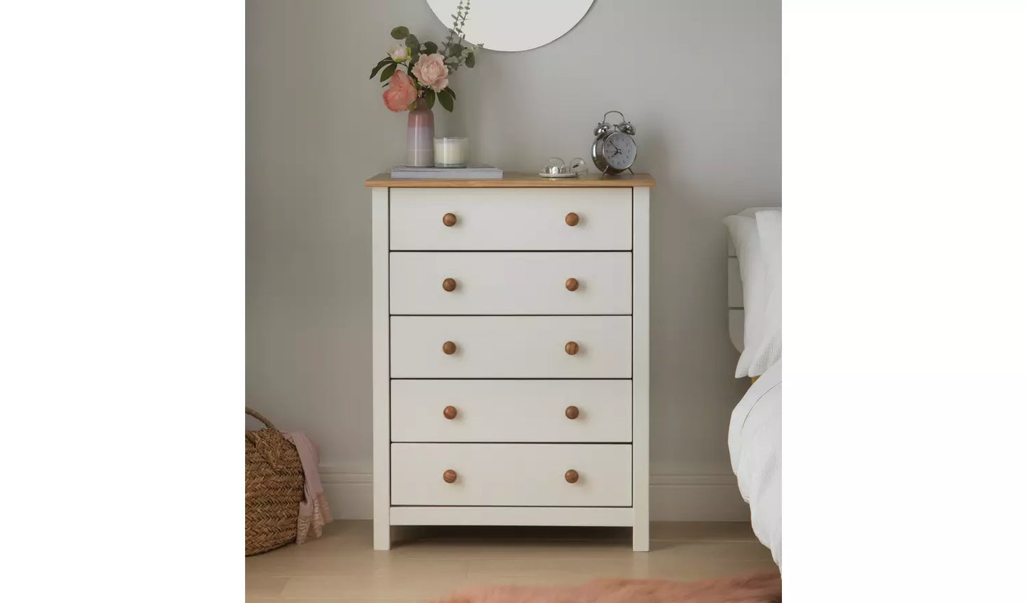 Assembled Scandinavia 5 Drawer Chest - Two Tone