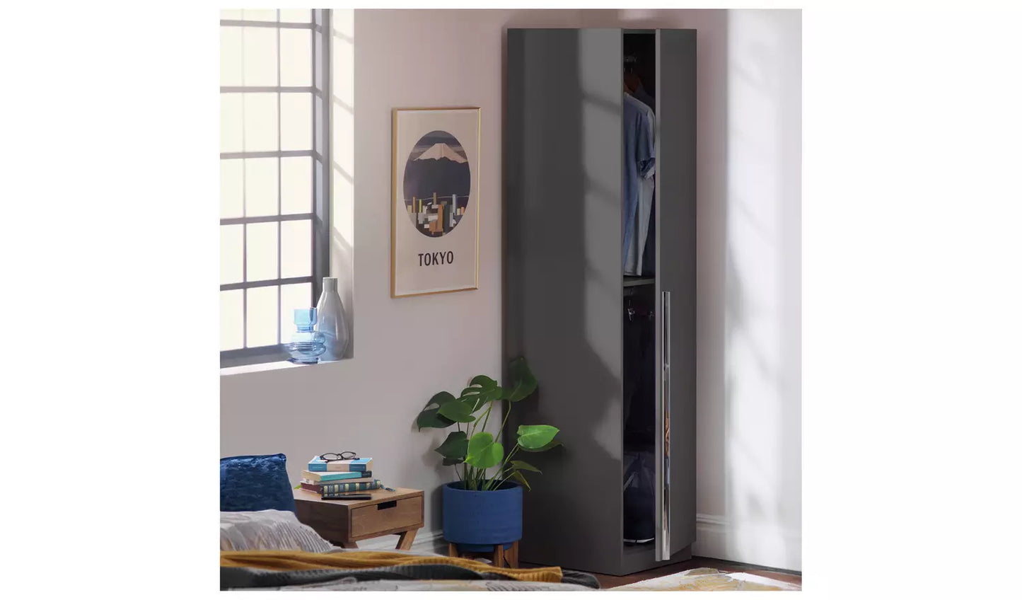 Habitat Munich 1 Door Wardrobe - Anthracite