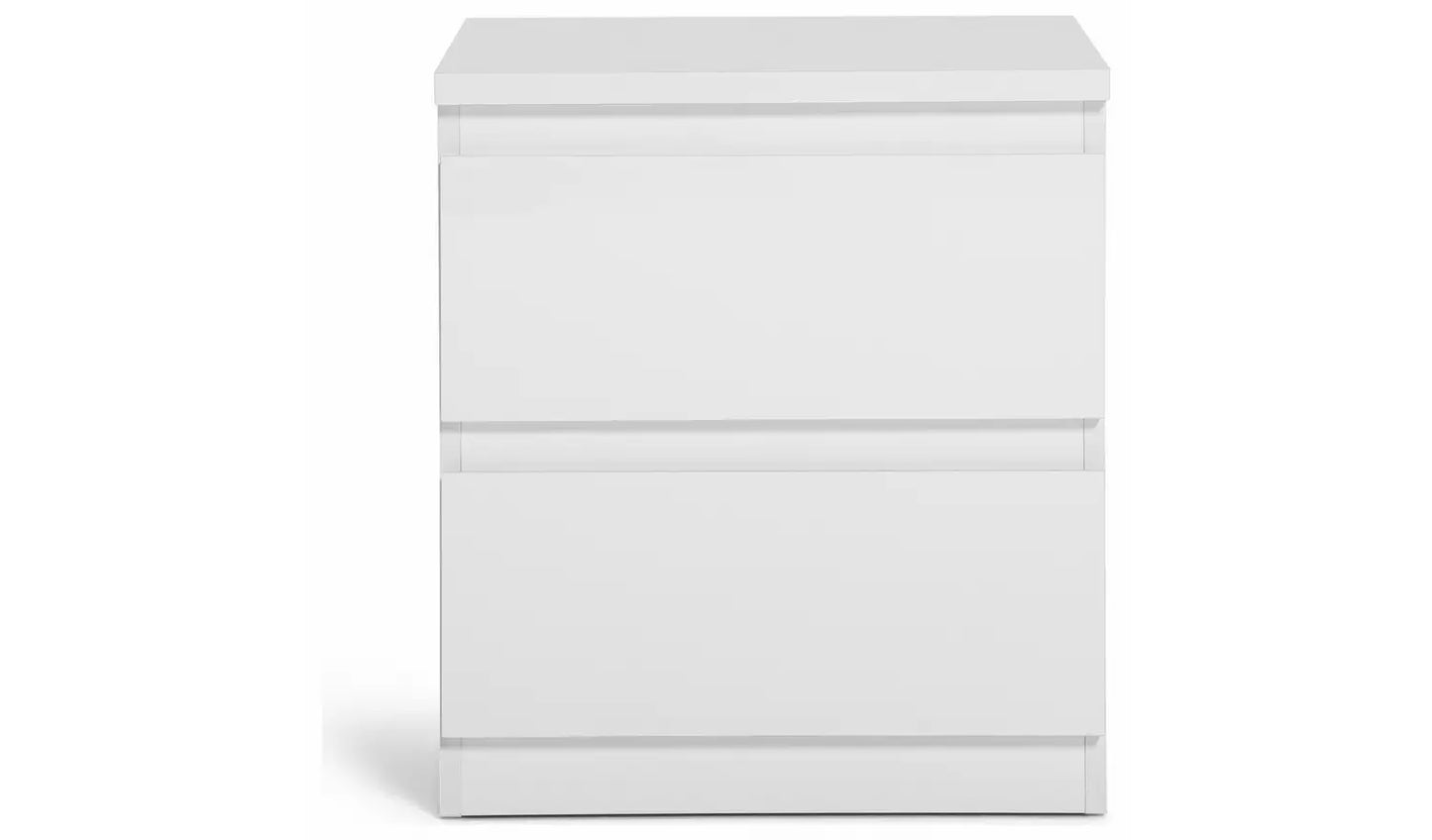 Assembled Jenson 2 Drawer Bedside Table - Matte White