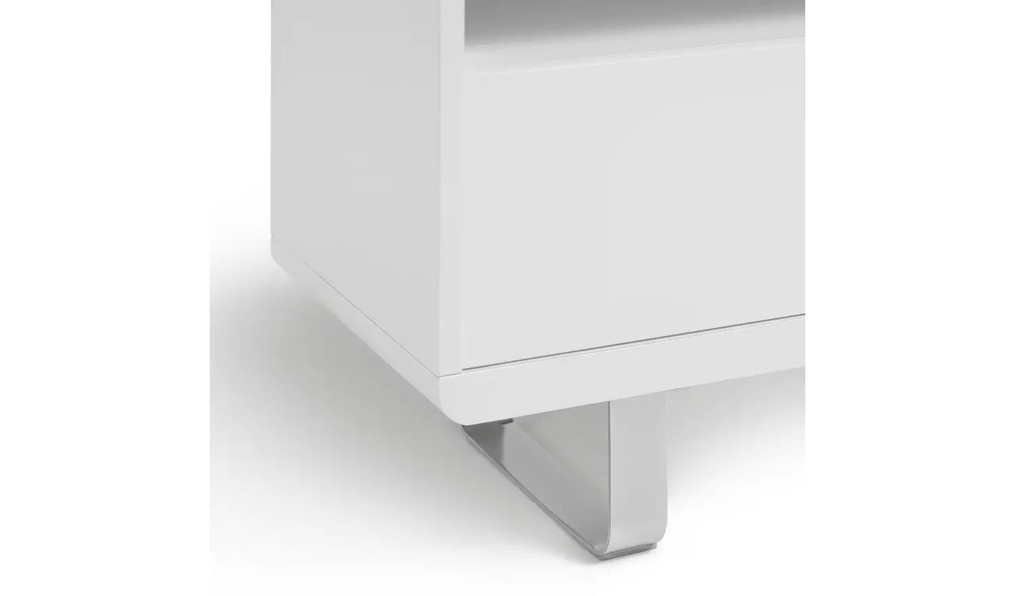 Sleigh 2 Door 1 Drawer TV Unit - White Gloss