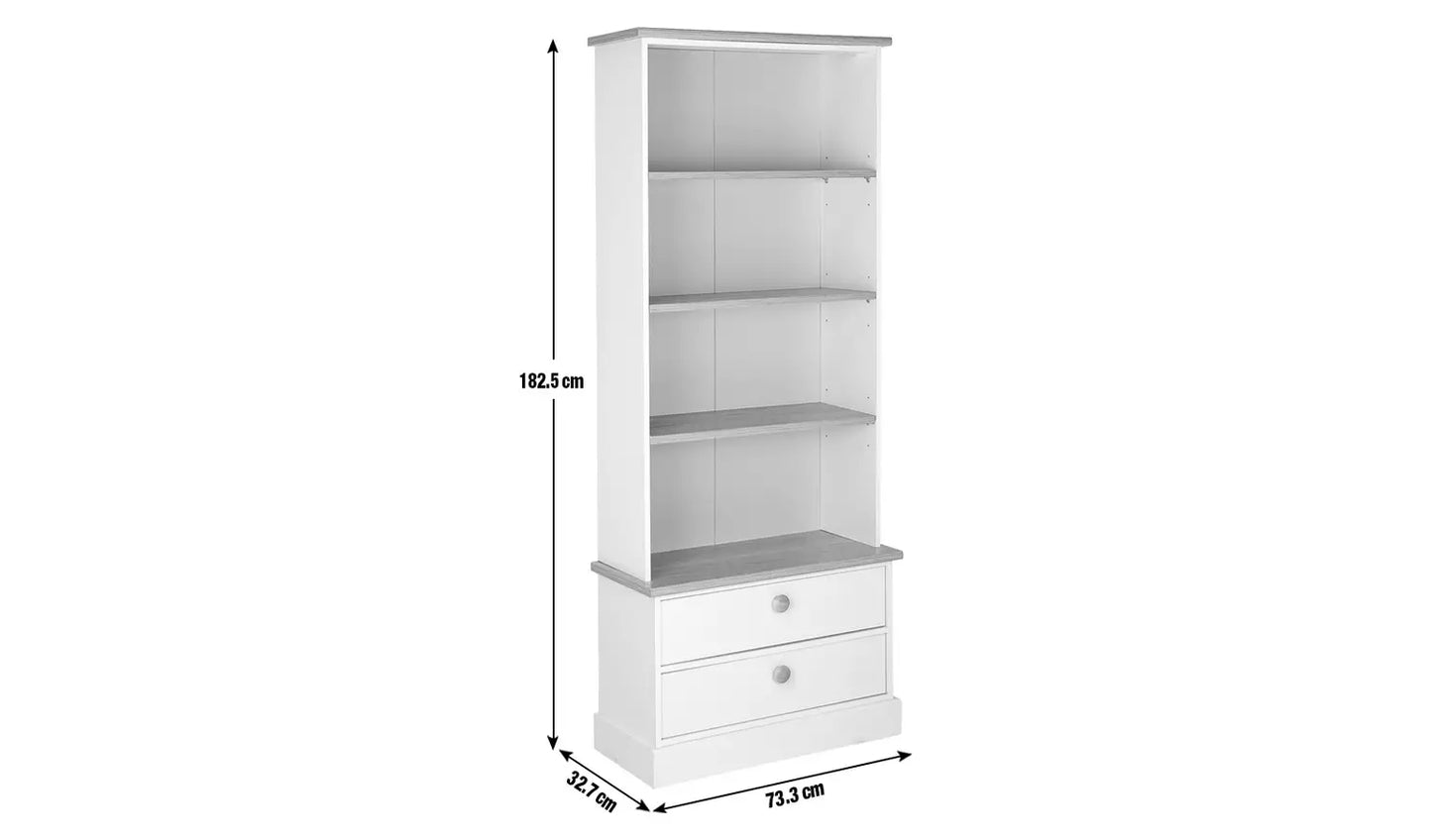 Assembled Winchester 2 Drawer Bookcase - Cream