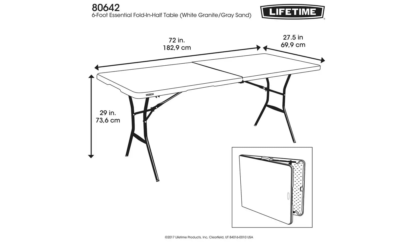 Lifetime 6ft Folding Plastic Camping Table