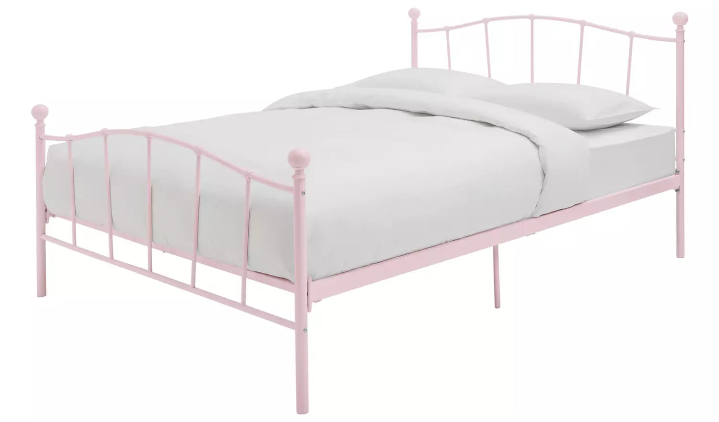 Fleur Small Double Metal Bed Frame - Pink
