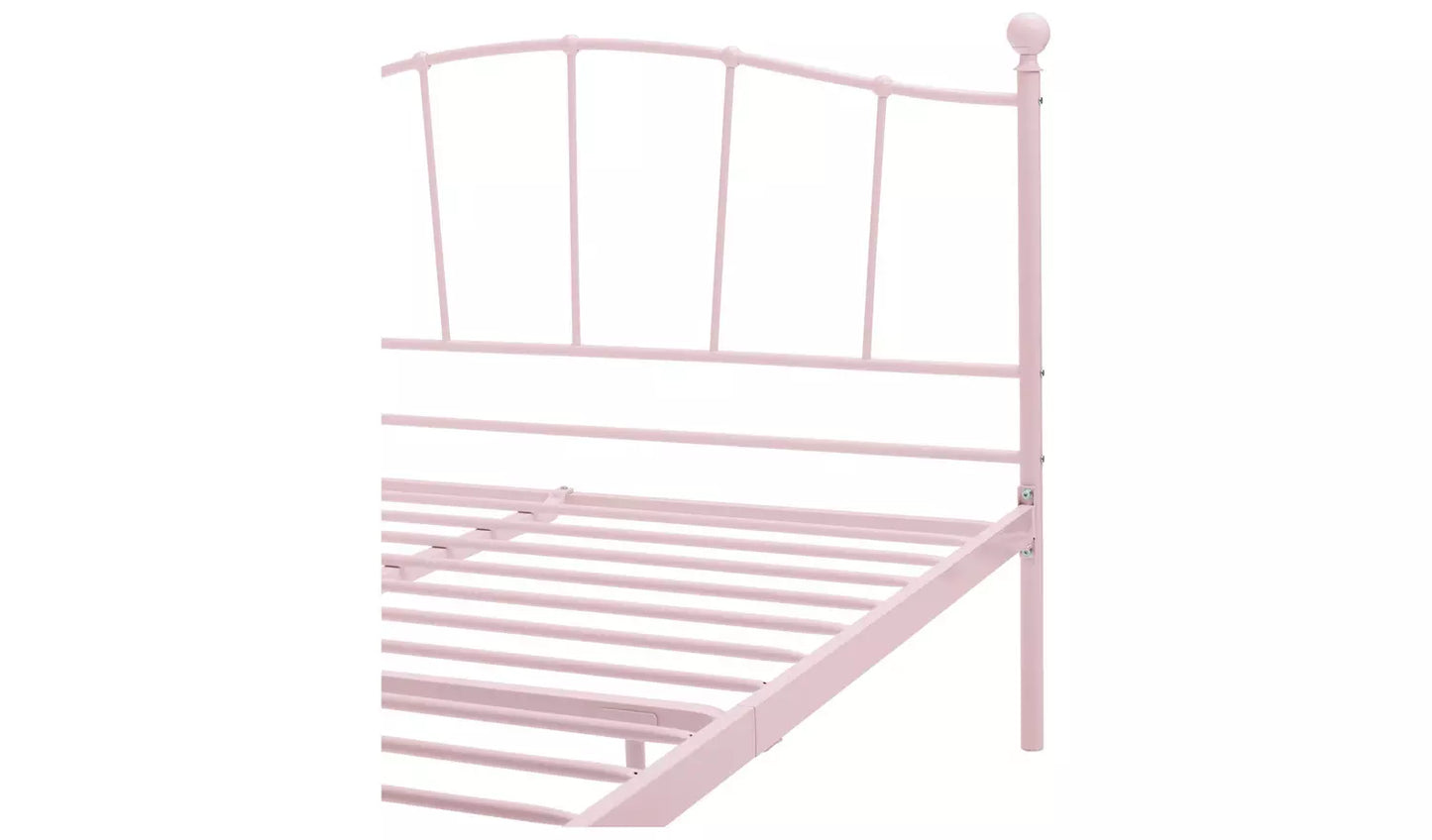 Fleur Small Double Metal Bed Frame - Pink
