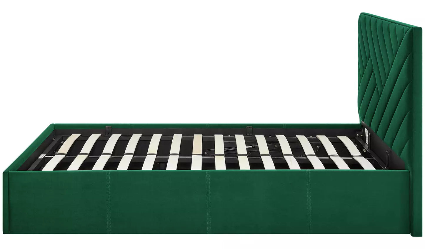Luca Small Double End Lift Ottoman Bed - Green