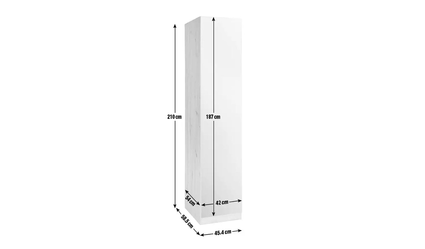 Assembled Habitat Munich 1 Door Mirror Wardrobe - Oak Effect