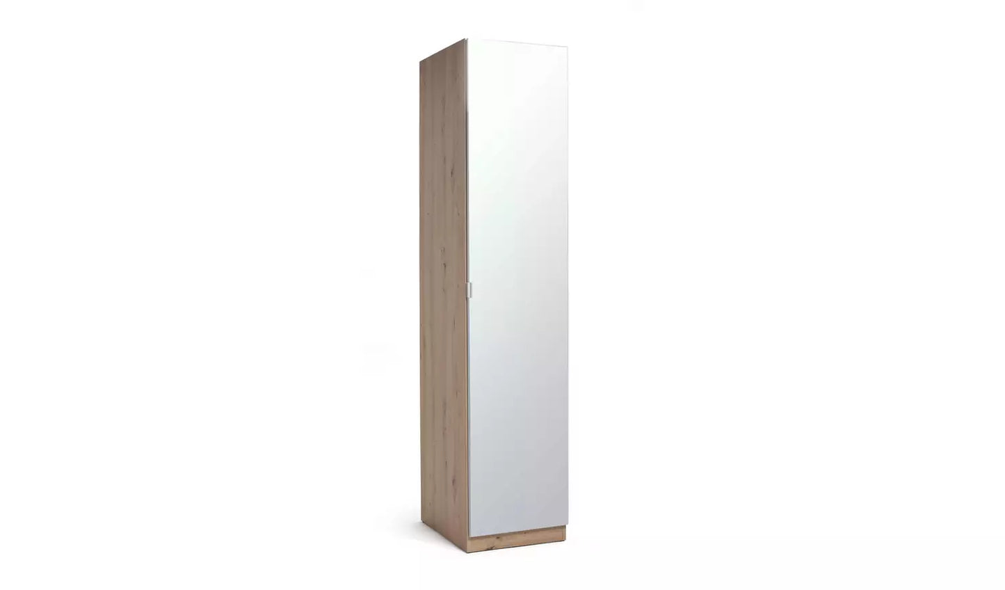Assembled Habitat Munich 1 Door Mirror Wardrobe - Oak Effect