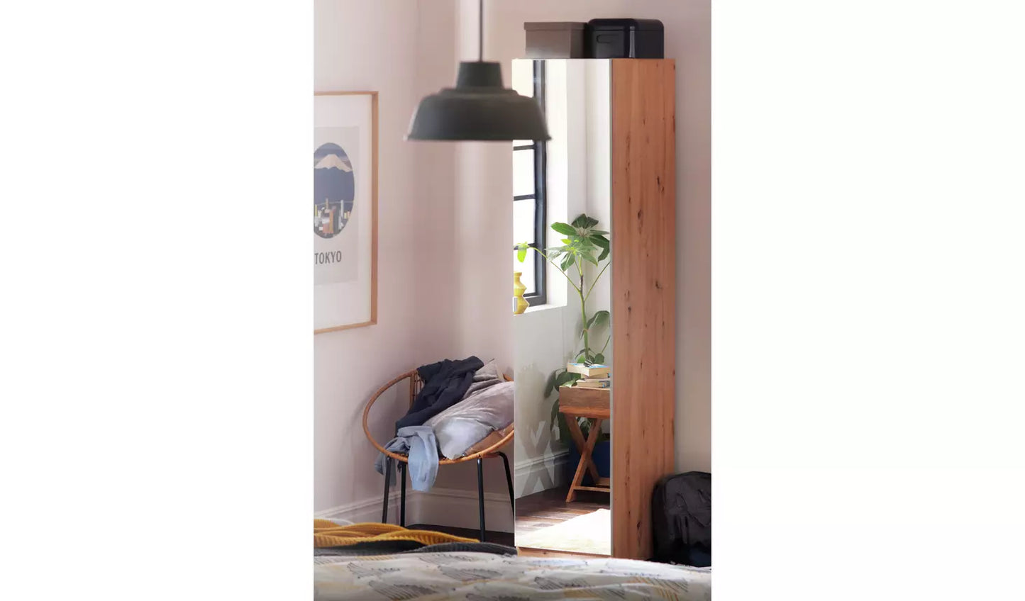 Assembled Habitat Munich 1 Door Mirror Wardrobe - Oak Effect