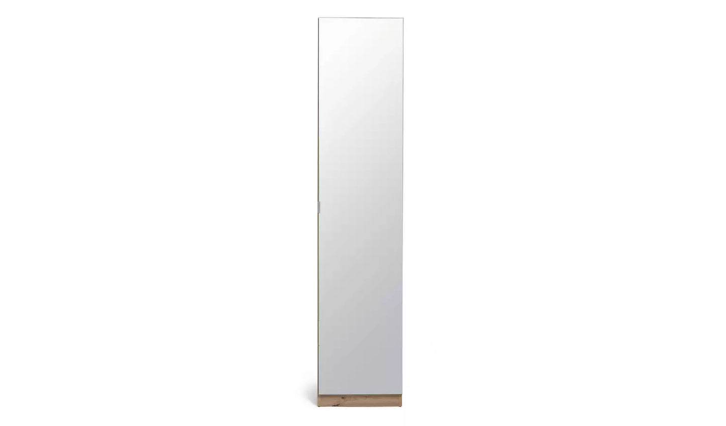 Assembled Habitat Munich 1 Door Mirror Wardrobe - Oak Effect