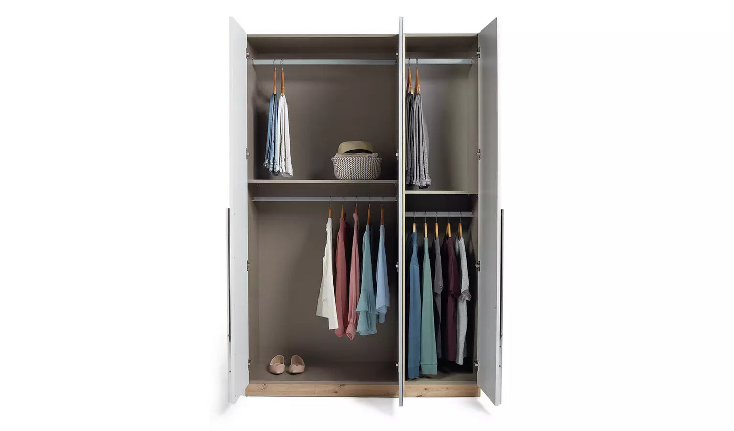 Habitat Munich 3 Door Mirror Wardrobe -White & Oak Effect