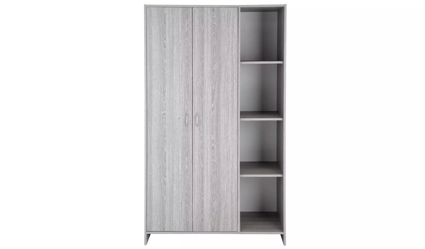 Seville 2 Door Open Shelf Wardrobe - Grey Oak Effect