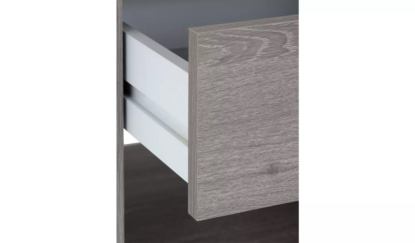 Assembled Seville 1 Drawer Bedside Table - Grey Oak Effect