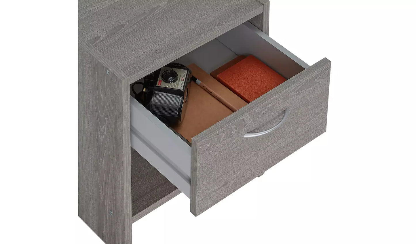 Assembled Seville 1 Drawer Bedside Table - Grey Oak Effect