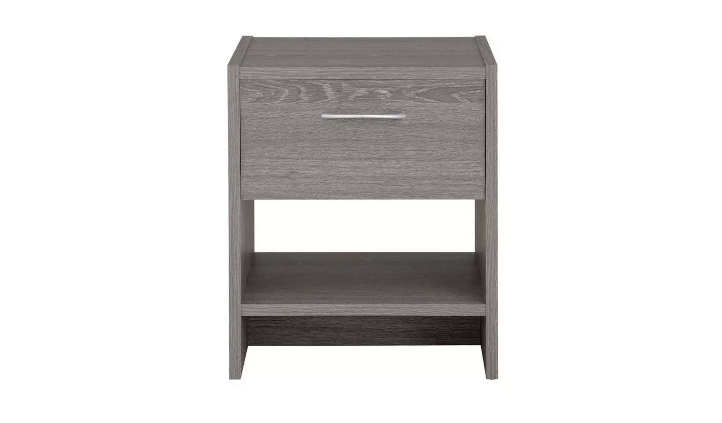 Assembled Seville 1 Drawer Bedside Table - Grey Oak Effect