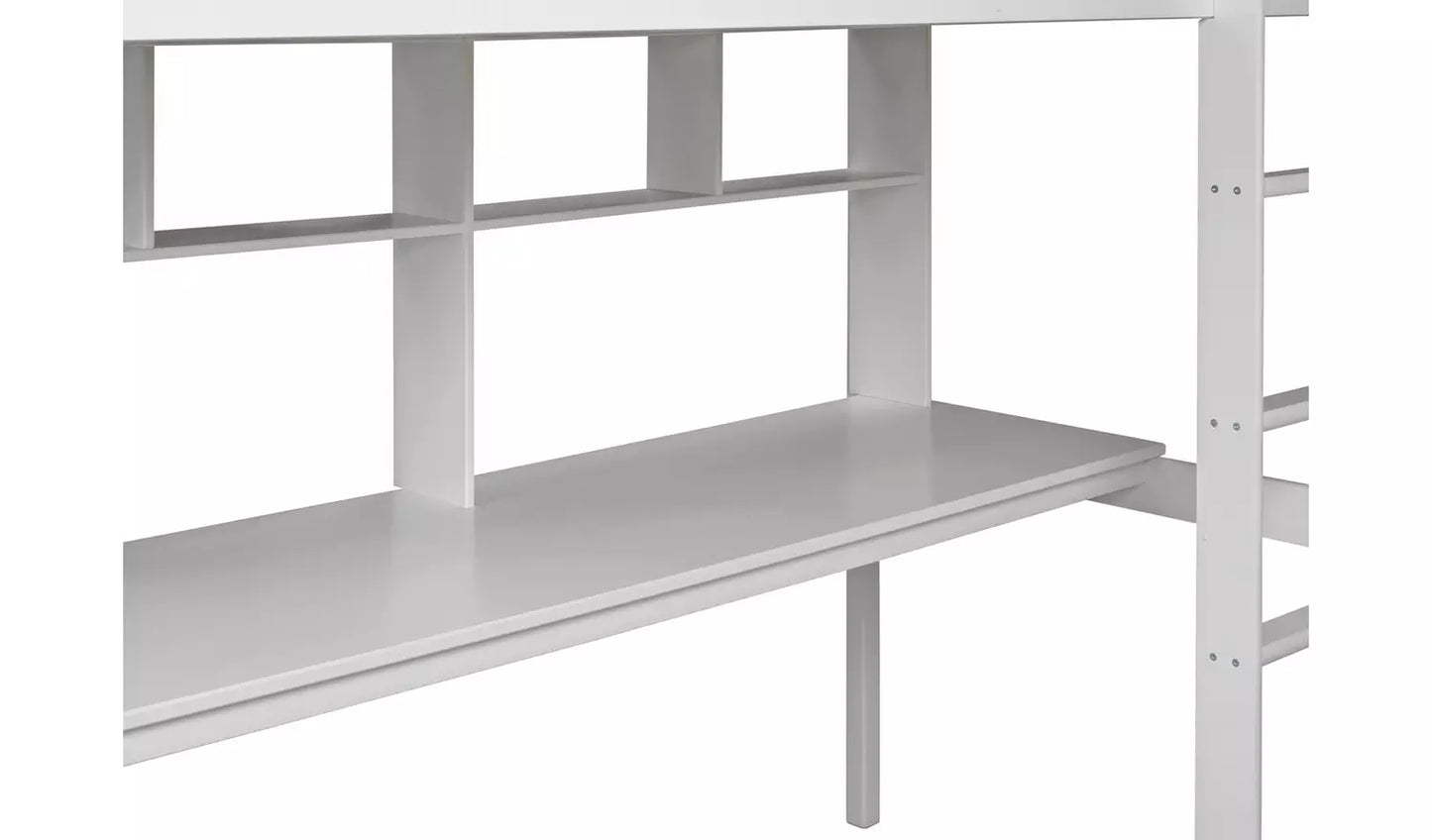 Mia High Sleeper Bed Frame & Desk - White