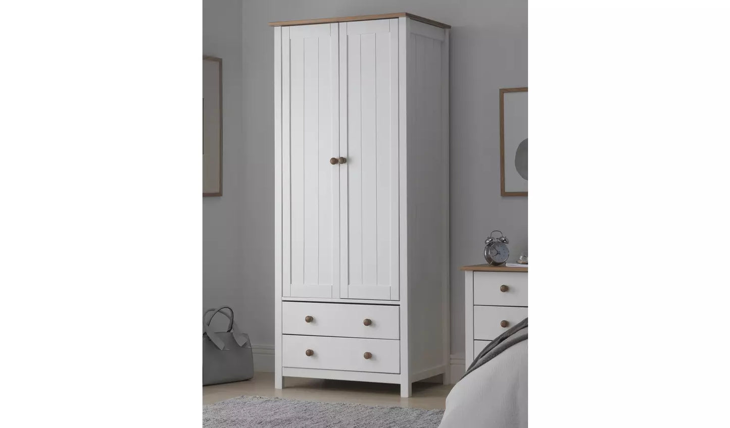 Scandinavia 2 Door 2 Drawer Wardrobe - Two Tone