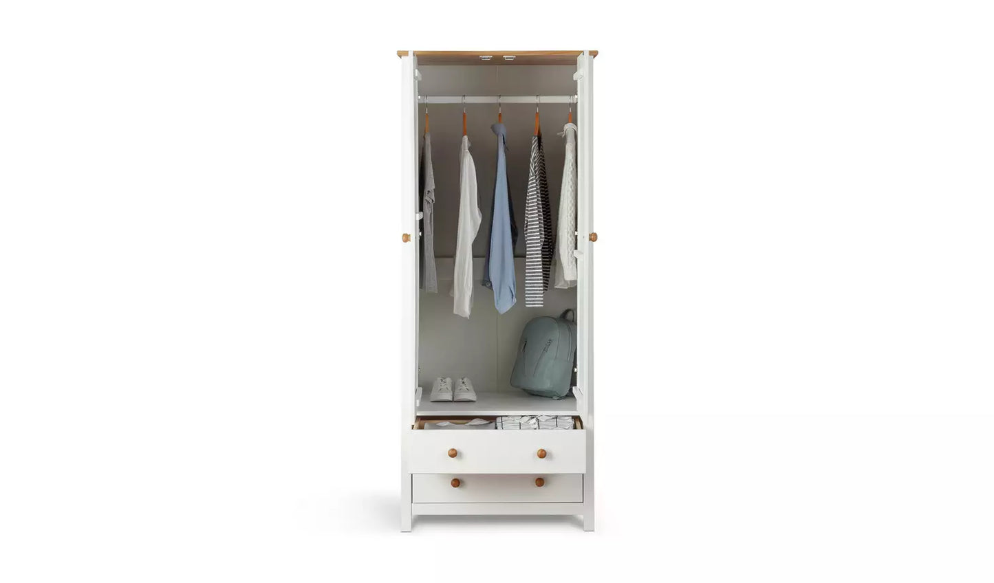 Scandinavia 2 Door 2 Drawer Wardrobe - Two Tone