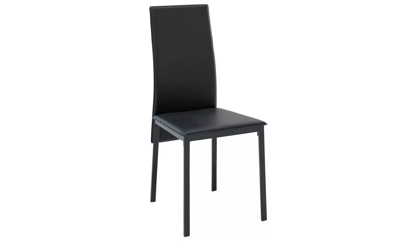Lido Glass Extending Table & 4 Black Chairs