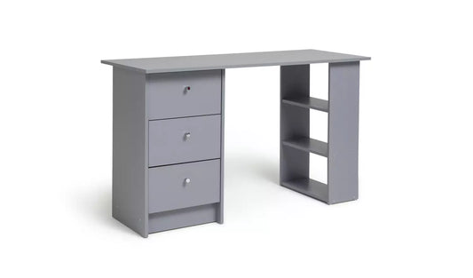 Assembled Malibu 3 Drawer Office Desk - Grey