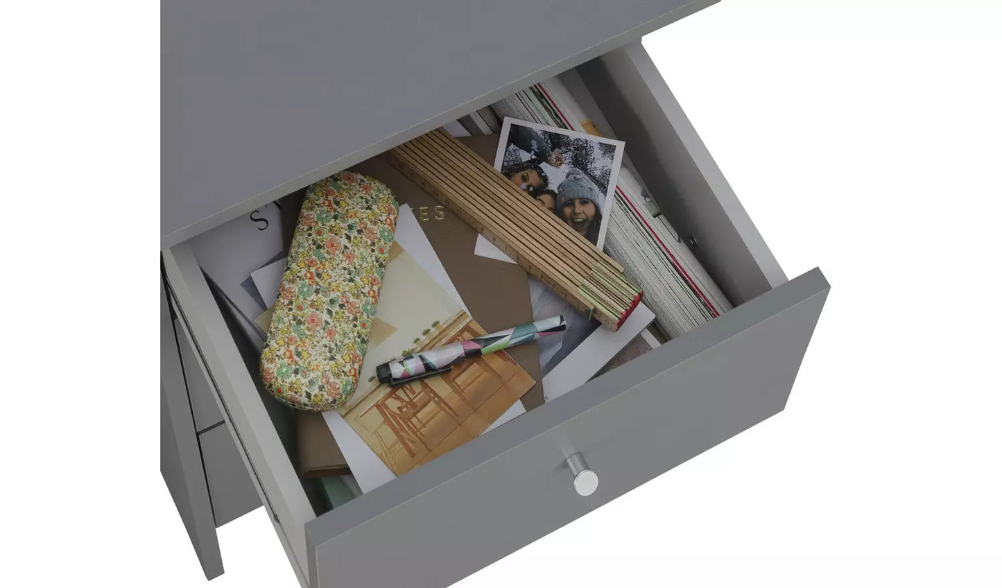 Assembled Malibu 3 Drawer Office Desk - Grey
