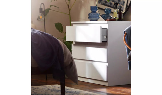 Assembled Habitat Jenson Gloss 3 Drawer Chest - White