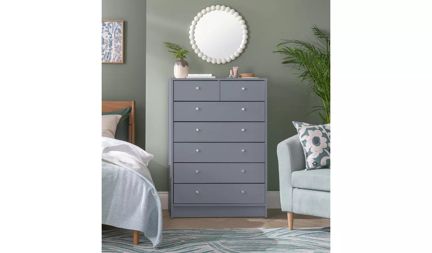 Assembled Malibu 7 Drawer Chest - Grey
