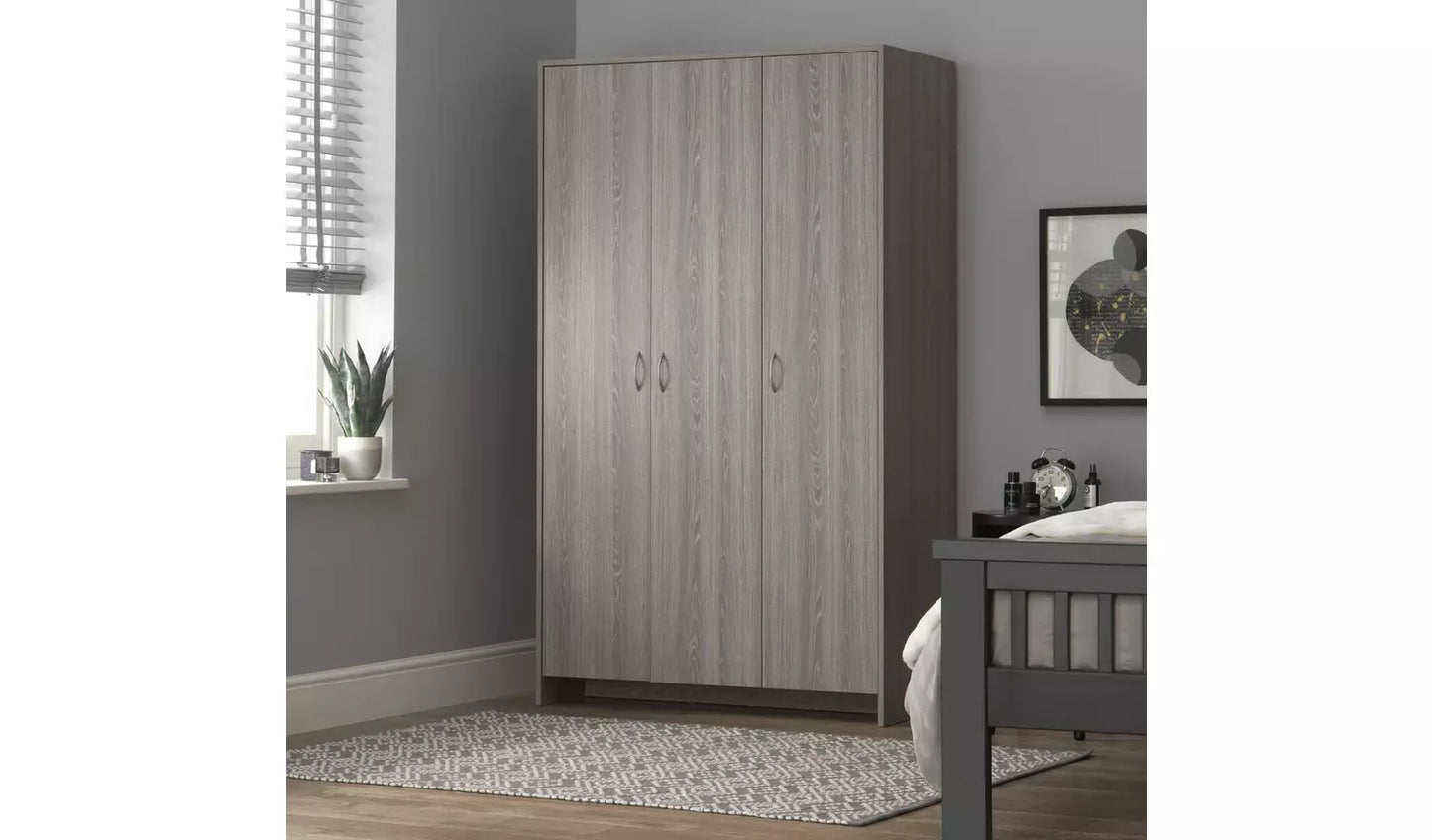 Seville 3 Door Wardrobe - Grey Oak Effect