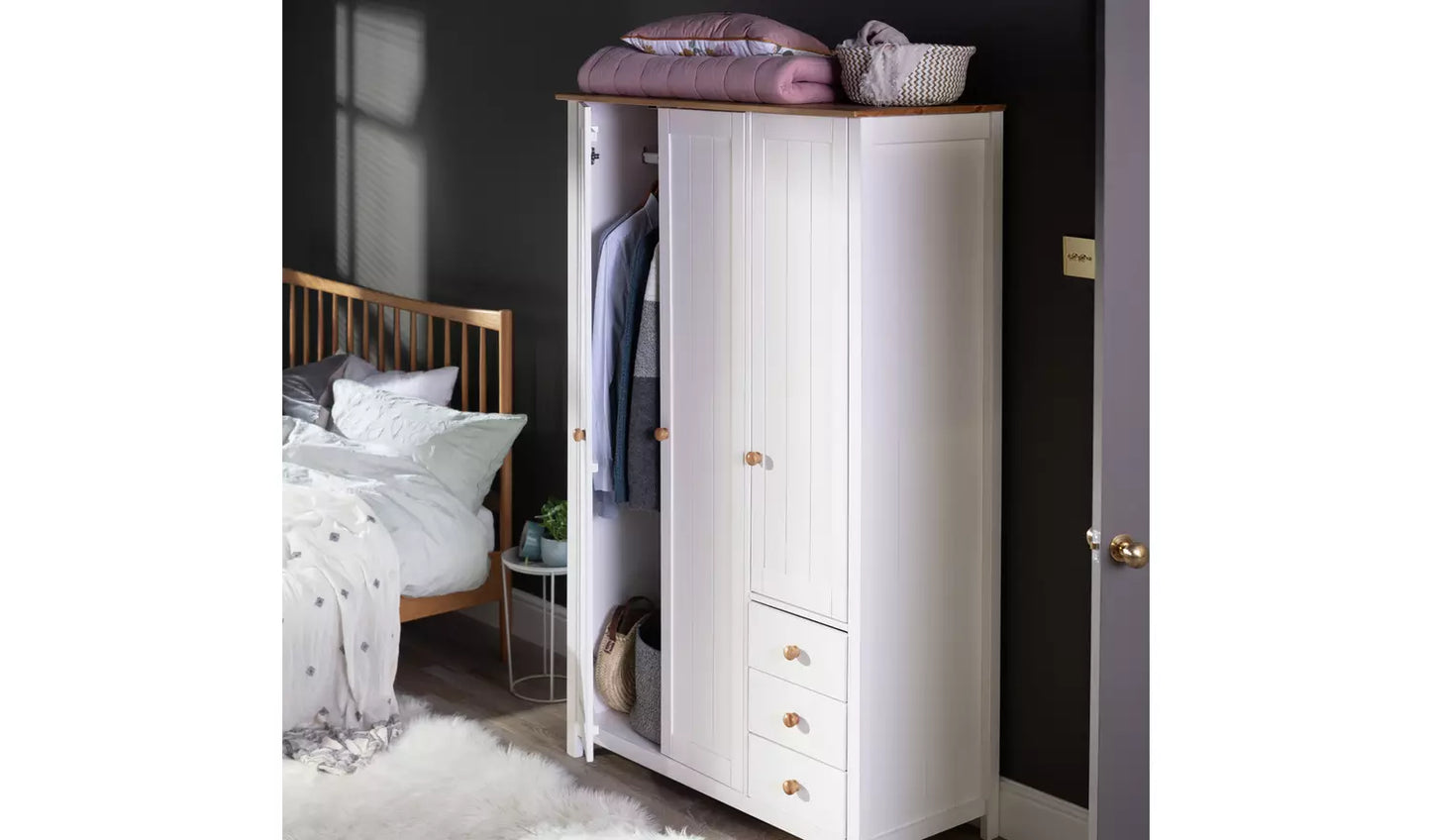 Scandinavia 3 Door 3 Drawer Wardrobe - Two Tone