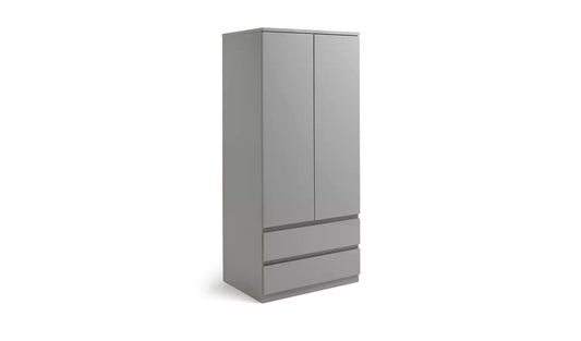 Habitat Jenson 2 Door 2 Drawer Wardrobe - Grey Gloss