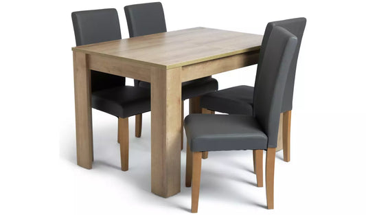 Miami Oak Dining Table & 4 Charcoal Chairs