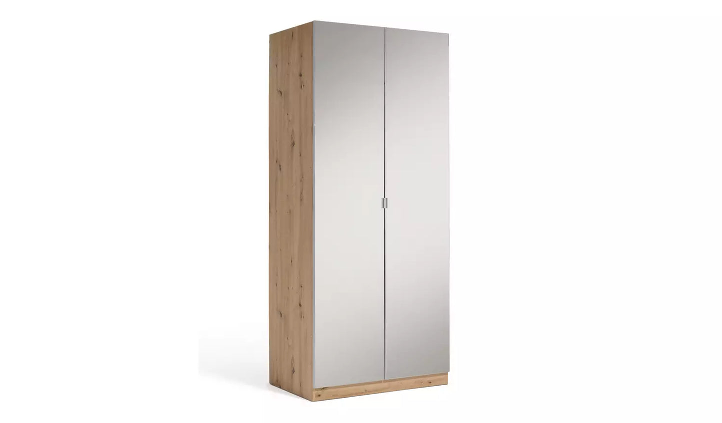 Habitat Munich 2 Door Mirror Wardrobe - Oak Effect