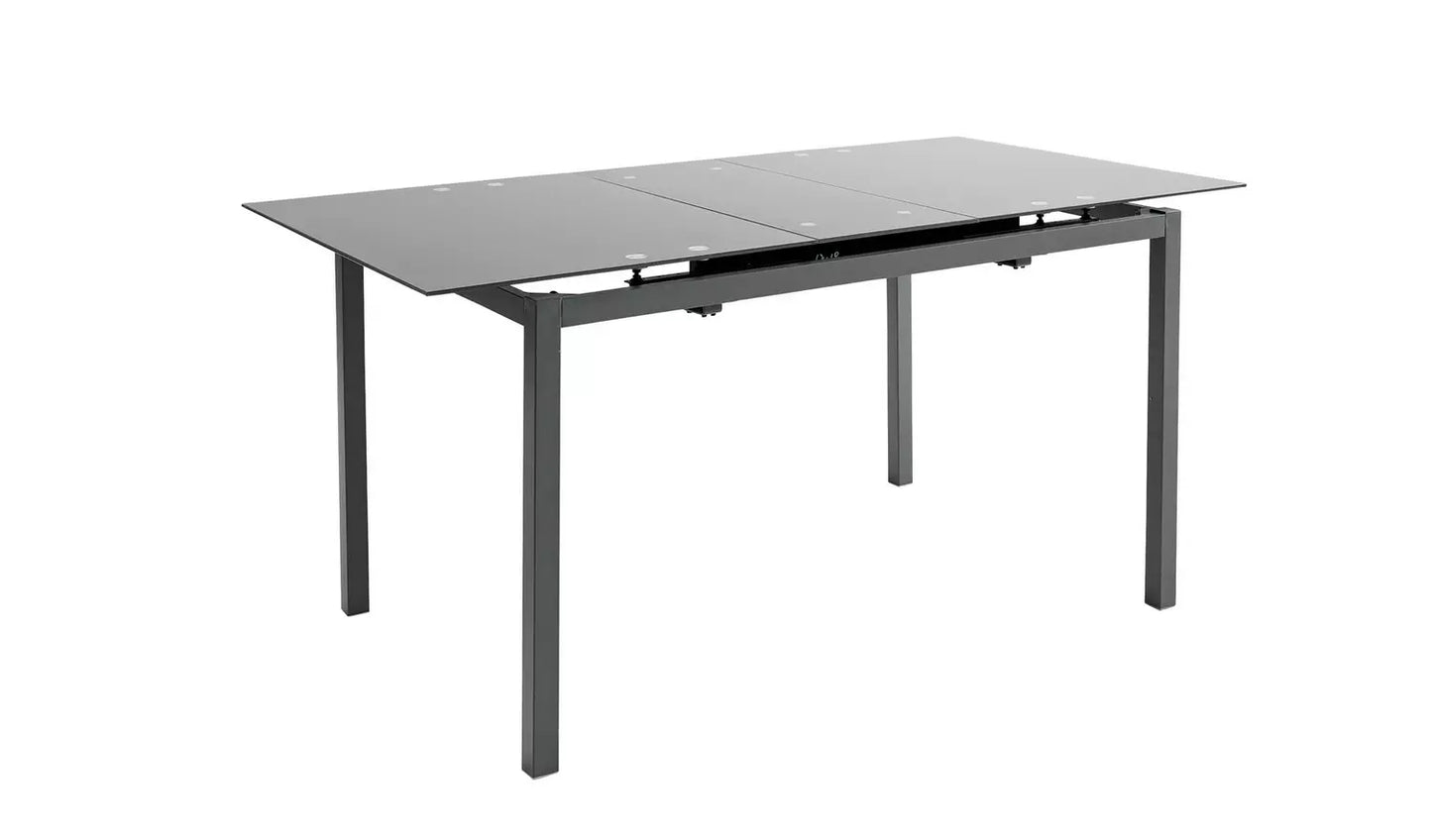 Lido Glass Extending Dining Table & 6 Grey Chairs