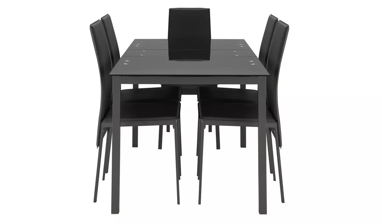 Lido Glass Extending Dining Table & 6 Grey Chairs