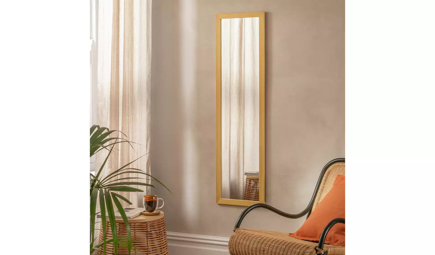Oak Effect Full Length Wall Mirror - 126x36cm