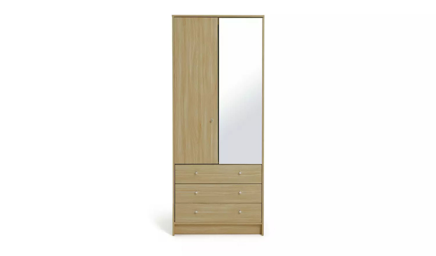 Assembled Malibu 2 Door 3 Drawer Wardrobe - Beech Effect