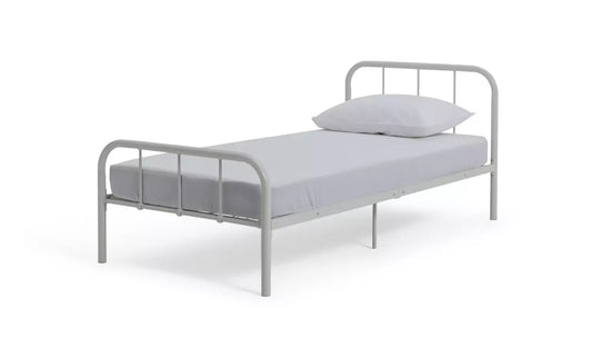 Charlie Single Metal Bed Frame - White