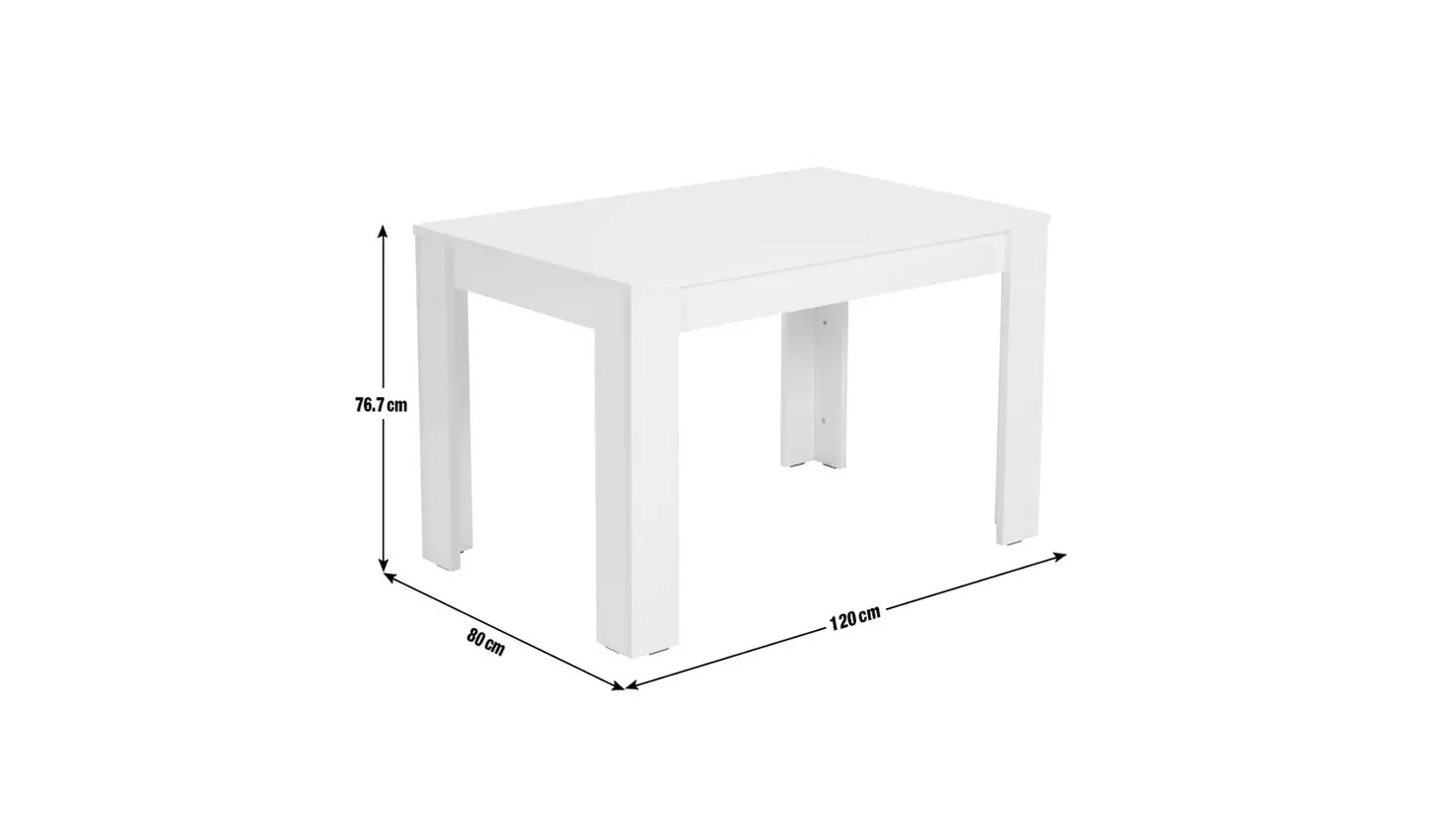 Assembled Miami Gloss 4 Seater Dining Table White & 4 Grey Chairs