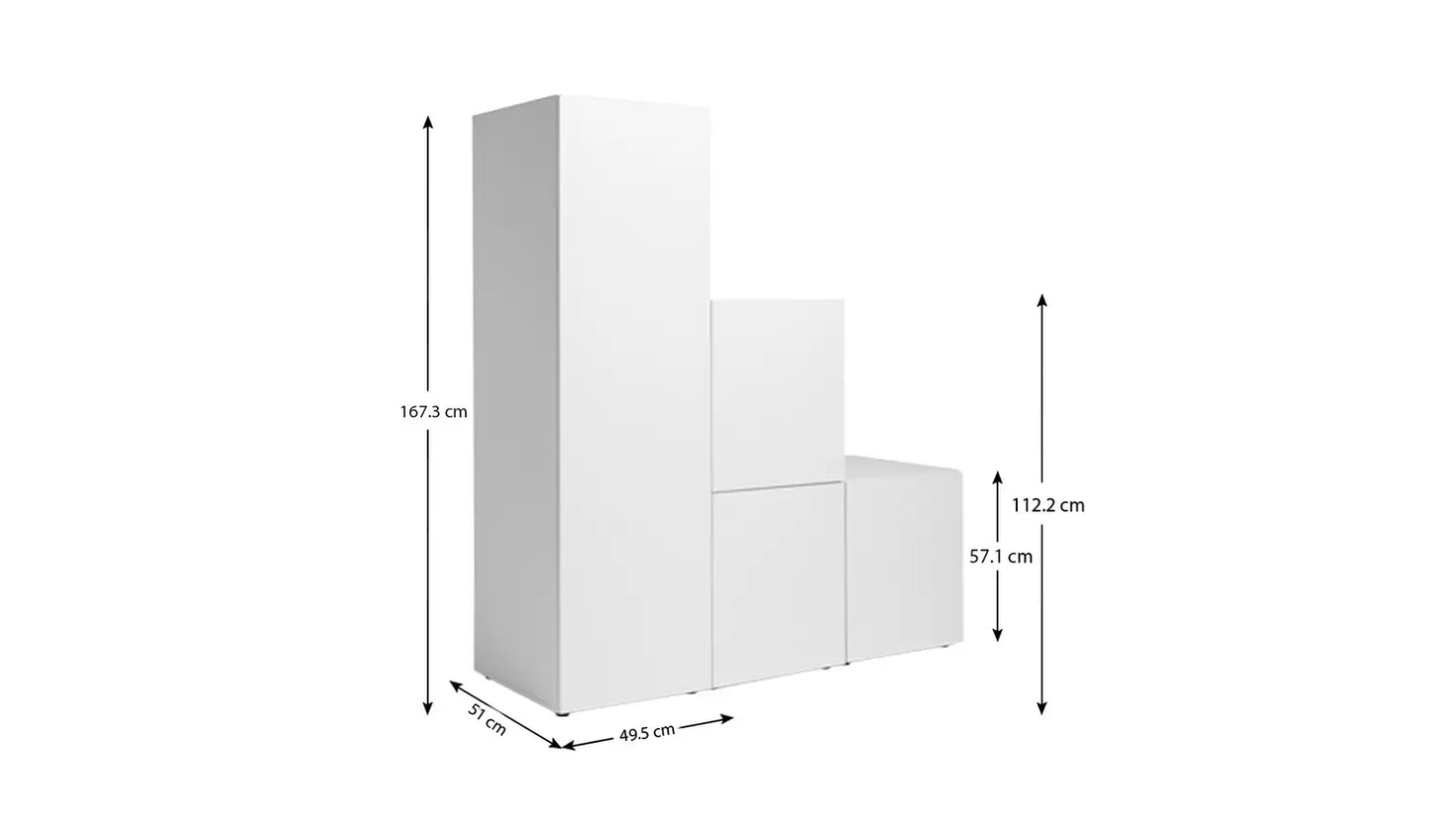 Malibu Stepped Small Storage Wardrobe - White
