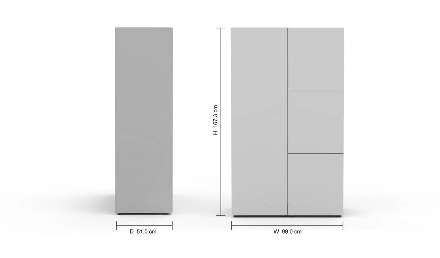 Malibu Stepped Small Storage Wardrobe - White