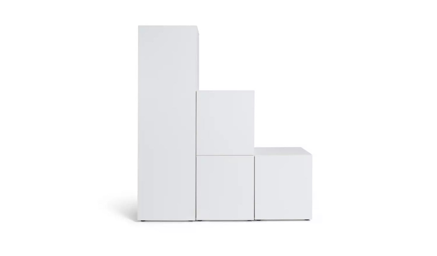 Malibu Stepped Small Storage Wardrobe - White