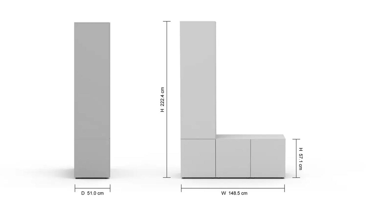 Malibu Stepped Small Storage Wardrobe - White