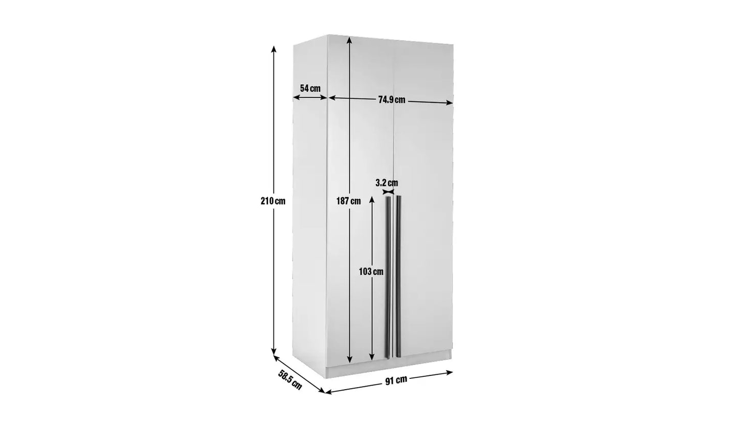 Assembled Habitat Munich 2 Door Wardrobe - White & Oak Effect