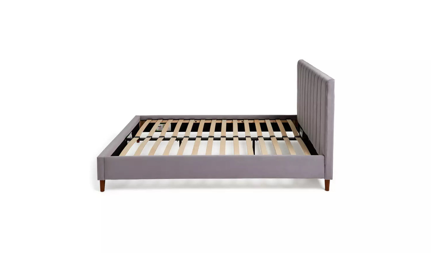 Habitat Pandora Double Velvet Bed Frame - Grey