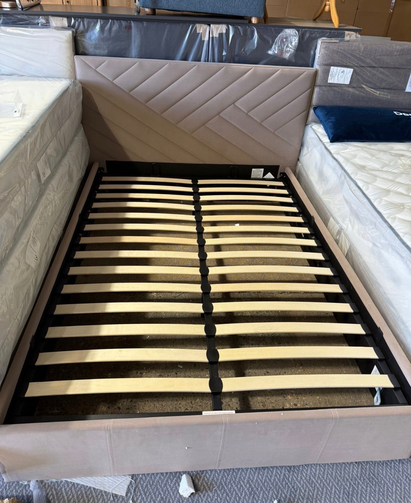 Assembled Luca Double End Lift Ottoman Bed - Latte