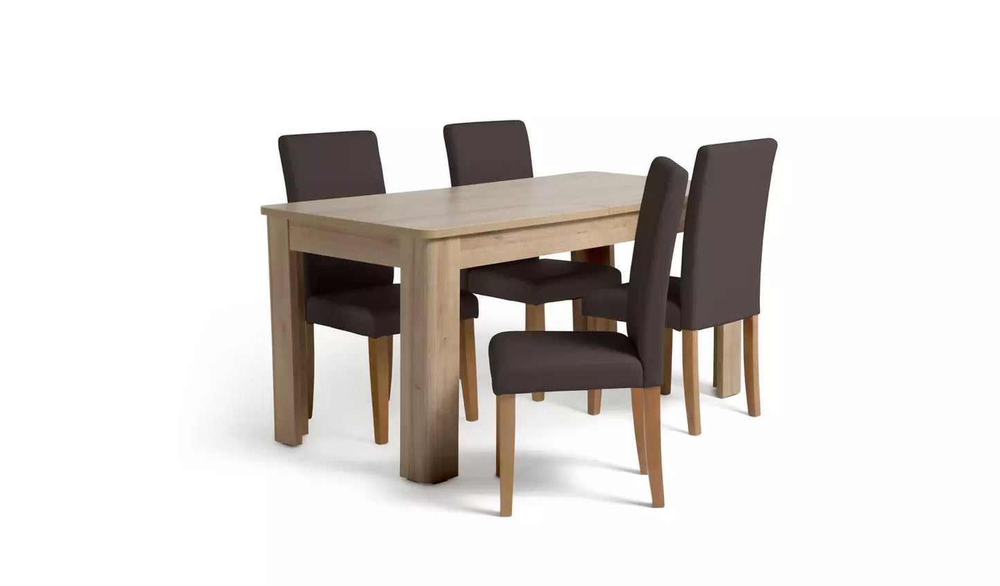 Miami Curve Extending Table & 4 Chocolate Chairs