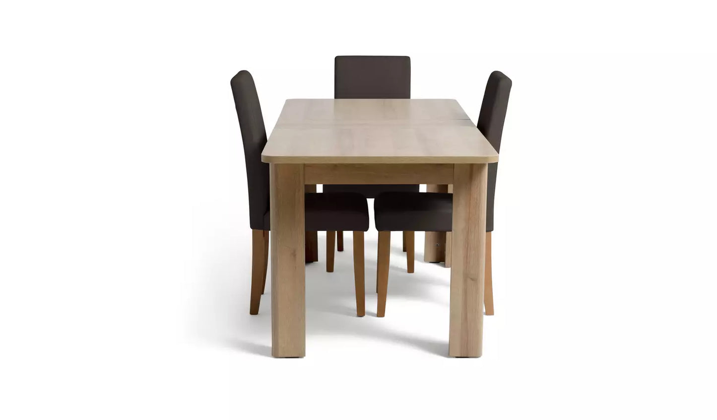 Miami Curve Extending Table & 4 Chocolate Chairs