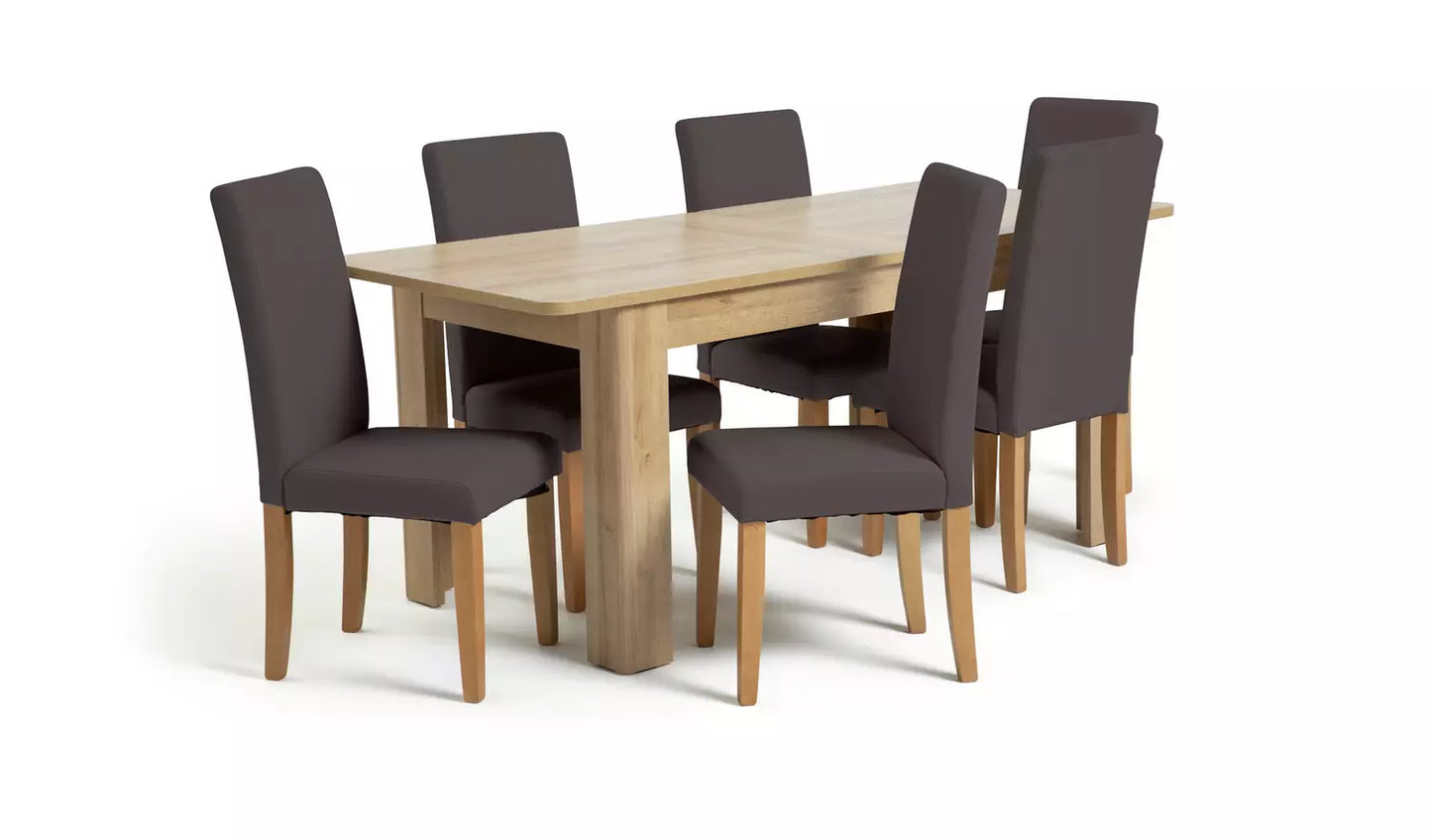 Miami Curve Extending Table & 6 Chocolate Chairs